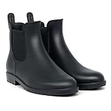 Geweo Gummistiefel Damen Halbhoch Chelsea Herren Wasserdicht Regenstiefel Frauen Atmungsaktiv Stiefel Gummi Kurzschaft Flach Dicke Sohle Arbeitsstiefel Schwarz Gr. 42