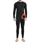 Arcweg Thermounterwäsche Herren Funktionsunterwäsche Thermo Winter Skiunterwäsche Elastisch Atmungsaktiv Thermowäsche Set Base Layer Sport Unterwäsche Lang Thermounterhemd Schwarz S(EU)