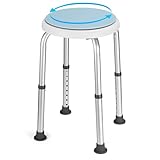 Careboda 360° Drehbarer Duschhocker，Hocker höhenverstellbar 34-52cm，bis 136KG，Rutschfester Duschstuhl aus Aluminium，Duschhocker für senioren