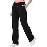 Smith & Solo Jogginghose Damen - Baumwolle Sporthose Lang, Traininghose Laufhosen Bequeme Jogger, Sweatpants Weites Bein mit elastischem Bund Yogahose, Schwarz M