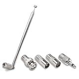 Radio Antenne, 7 Abschnitte Teleskopantenne Ersatz mit F-Stecker und 4 Kupplung Adapter, Radioantenne für Stereoanlage FM UKW