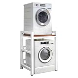 Wäschetrocknerständer, stapelbares Regal für Waschmaschine mit 2 Böden, höhenverstellbar, Waschmaschinen-Lagereinheit für Waschmaschinen und Wäschetrockner mit Frontlader, ca