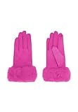 QUEEN HELENA Winterhandschuhe aus Wildleder mit weichem Fell, warm, elegant, für Damen G03-1, fuchsia, Einheitsgröße