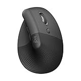 Logitech Lift Vertikale Ergonomische Maus, Kabellos, Bluetooth oder Logi Bolt USB-Empfänger, Leise Klicks, 4 Tasten, Kompatibel mit Windows/macOS/iPadOS, Laptop, PC - Grau