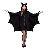 Spooktacular Creations - Fledermaus Kostüm Damen Flügel, Schwarz Fledermaus Reißverschluss Hoodie, Halloween Kostüm für Erwachsene (Medium, Black)