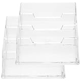 ifundom 2 Stück Acryl Visitenkartenhalter 3 Fach Transparent Kartenständer für Schreibtisch Büro Organizer