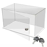 Acryl Vitrine Hochtransparenter Sammlerkofferdeckel mit Schlossschlüssel, Aufbewahrungsbehälter zum Ausstellen von Handtasche/Baseballkappe/Minifigur Zusammenbauen, Alternative Glasvitrine(15x15x20cm(