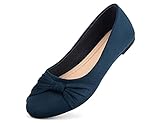MaxMuxun Damen Geschlossene Ballerinas Flache Loafer Weiche Ballett Schuhe Dunkelblau Blau Größe 41 EU