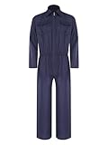 Alvivi Herren Arbeitsoverall Blaumann Jumpsuit Overall Schutzanzug Rallyekombi Werkstatt Anzug Mechaniker Uniform Arbeitskleidung Marine Blau S