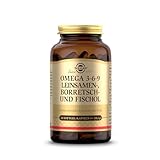 SOLGAR® OMEGA 3-6-9 | Ausgewogenes Verhältnis von Omega-3-, 6- und 9-Fettsäuren aus Leinsamen-, Borretsch- und Fischöl | 60 Softgel-Kapseln für 20 Tage