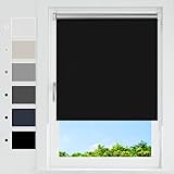 HOMEDEMO Verdunklungsrollo ohne Bohren, Verdunkelungsrollo Klemmfix, Klemmrollo Fensterrollo Sonnenschutz und Sichtschutz, Rollos für Fenster & Tür,(Stoffbreite 40 cm),Schwarz,B40 x H170 cm