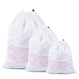 XULEGGNK Wäschesack Waschmaschine, 3 Wäschebeutel Mit Kordelstopper, Groß Wäschenetz, Wiederverwendbarer Wäschenetzbeutel Mesh, Für BH, Unterwäsche, Babywäsche(30 * 40cm,40 * 50cm,60 * 80 cm)