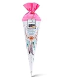 goldbuch 93 205 Geschwistertüte Traumfänger, Schultüte mit Traumfängermotiv, Lackkarton, Geschenkverpackung, rosaner Filzverschluss (ohne Verschlussband), Zuckertüte rund, Länge 35 cm, Ø 11,5 cm