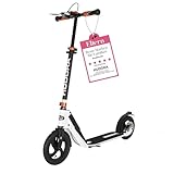 HUDORA BigWheel Air 230 Scooter - Tretroller mit Handbremse - Stabiler Aluminium-Roller mit Luftbereifung - Höhenverstellbarer & zusammenklappbarer Cityroller für bis zu 120kg
