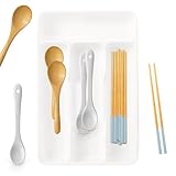 Utensilien-Organizer – 27 x 17,7 x 3,5 cm Bestecktablett, Schubladeneinsätze, Besteckkasten, 4 unterteilte Aufbewahrungsboxen | Verstellbarer Schubladen-Organizer für Löffel, Gabeln, Messer, Besteck,