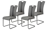 4er Set Schwingstuhl Amber2, Bezug Kunstleder Anthrazit, Metallgestell Grau, 98x43x56 cm