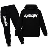 amropi Jungen Hoodie Trainingsanzug Sweatshirt Top und Jogging Hose Kleidungsset (Schwarz, 14-15 Jahre)