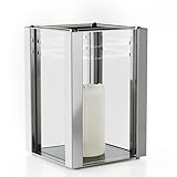 FULATEC Windlicht aus Edelstahl, Aluminium - 14x14x21 cm - Glas-Scheiben austauschbar - Für Kerzen und LED-Kerzen - Outdoor Wetterfest, Metall rostfrei - Deko Laterne für Innen & Draußen
