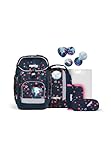 ergobag maxi set 6-teilig, ergonomischer Schulrucksack Grundschule für Mädchen und Jungen, ideal für große Kinder ab der 1. Klasse PhantBärsiewelt - Lila