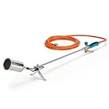CFH Abflammgerät PZ 6500 inkl. Piezozündung und Gasschlauch - Unkrautbrenner Gas Anwendung mit 3/8' Anschluss für Gasflaschen, Ideal für Unkrautbeseitigung sowie Teer- und Teichfolienarbeiten