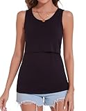 Sosolism Freundliche Still-Tops Sommer Ärmellos Stilloberteile Damen Ärmellos Lässig Rundhalsausschnitt Abpumpen Stillbluse Schwarz, Mittel