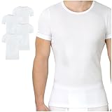 SES Feinripp Unterhemd Herren Weiß L 4er Pack/Kurzarm Herren Unterhemden Weiss / 100% Baumwoll Unterhemd Herren als Unterhemd Herren Feinripp oder Basic Tshirt Herren