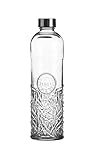 WESTCRAFT Stilvoll Wasser trinken - Oriental 1 Liter Glas Wasserflasche mit Schraubverschluss, luftdicht, Trinkflasche für Wasser, Saft im Kühlschrank, Vintage Glasflasche (Retro Vintage Edge)