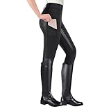 HOTUT Damen Reitleggings, Silikon Vollbesatz Reithose, High Waist Reithose Damen mit Handytasche und Gürtelschlaufen