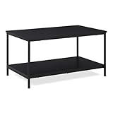 Amazon Basics Couchtisch, Rechteckig, mit unterer Ablage, Wohnzimmer, Mitteltisch, Moderner Stil, Schwarz, 50,5cm x 80cm x 42cm