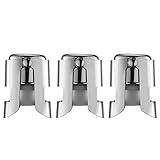 WOTOR 3 Stück Sektverschluss Edelstahl Sektflaschenverschluß Wiederverwendbar Champagner Verschluss sektverschluss Flaschenverschluss Auslaufsicher hält frisch (Silber)