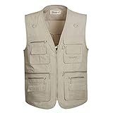 Hwalleum Herren Multifunktional Outdoor Freizeit Weste mit Vielen Taschen, Herren Klassisch Draussen Multi-Taschened Casual Anglerweste Leicht Atmungsaktiv Jagd Fotografie Wandern Gilets Camping Vest