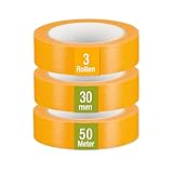 Colorus 3 x Mamba Goldband Klebeband 30mm x 50m | Maler Abklebeband | Kreppband Malerband Klebeband UV beständig | Maler Goldband Klebeband | Lackiererband Malerkrepp UV Klebeband Abklebeband Maler
