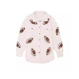 INFJMH Damen-Rugby-Pailletten-Hemdjacke, lässiger, langärmliger, glitzernder Shacket-Mantel mit Knopfleiste und Taschen