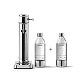 Aarke Carbonator 3, Wassersprudler aus Edelstahl im modernen Edelstahl Finish mit 2x BPA-freier 1L PET-Flasche, Sprudelwasserbereiter für Leitungswasser, kompatibel mit 60L CO2-Zylindern