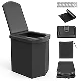 HSYFUNA Campingtoilette, Tragbare Campingtoilette, Mobile Toilette, Tragkraft bis zu 300kg (Schwarz)