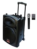Mobile PA Sound Anlage Akku-MP3-USB-SD FM-Radio inkl. Funkmikrofon Party Lautsprecher Soundsystem E-Lektron EL25-M 500W