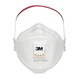 3M Aura 9332+, FFP3 Atemschutz-Maske mit Ventil, für Dämmstoffe und Hartholz , FFP3-Maske, 5 Stück
