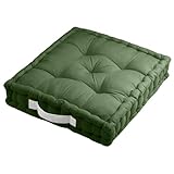 Alphadeco Sitzkissen Uni aus 100% Baumwolle (170g/m2) - 45x45x10cm - Bodenkissen, Stuhlkissen, Sitzerhöhung (Moos/Dunkelgrün)