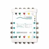 FRACARRO Kaskadierender Multischalter, 5 Eingänge, 8 Ausgänge, passives Fernsehen und aktiver Satellit mit einstellbarer Verstärkung (0-20 dB), Satellitenband bis 2300 MHz, hohe Isolierung (SWI508SA)