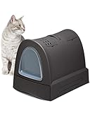 Katzentoilette Haubentoilette mit Schublade Tragegriff Staufach Kohlefilter schwarz