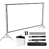 Aqkgtj 84/100/120 Zoll tragbare kompakte Beamer Leinwand mit Ständer, 16:9 HD 4K Projektionsschirm mit Tragetasche für Heimkino, Party, Camping(84inch 16:9)