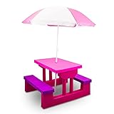 BITUXX Kindersitzgruppe Kindertisch Kindermöbel für innen und außen mit Sonnenschirm Pink