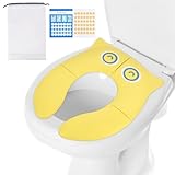 HOTUT Foldable Toilet Seat Children,Tragbar Reise Toilettensitz mit Storage Bag und Belohnungsaufkleber,Children's Toilet Seat,Rutschfest Travel Potty Seat für Kleinkind/Kinder(Gelb)