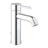 GROHE Essence New - Einhand-Waschtischarmatur (Einlochmontage, Bedienungshebel aus Metall, Schnellbefestigungssystem, mit Temperaturbegrenzer), chrom, 23589001