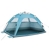 qeedo Quick Palm Strandmuschel mit UV-Schutz (UV80) & kleinem Packmaß - Leichtes, schnell aufzubauendes Strandzelt (Quick-Up System) bietet Sonnenschutz & Windschutz am Strand, vor allem für Kinder