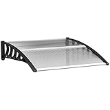 Outsunny Pultvordach Überdachung für Haustür Vordach mit UV Schutz, Sonnenschutz und Regenschutz 103 x 96,5 x 27 cm Alu für draußen Schwarz
