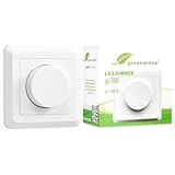 greenandco gc-200 | Unterputz LED und Halogen Dimmer | 1-200 Watt | auch für herkömmliche Leuchtmittel | für Wechselschaltungen geeignet | weiß