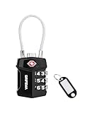 GRIFEMA TSA-zertifiziertes 3-stelliges Zahlenschloss, Flexibles Stahlkabel für Koffer, Reisegepäck und Rucksäcke (1er Pack, GA1006)