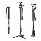 koolehaoda Kamera Aluminium Einbeinstativ mit Stützfuß & K-09 Kugelkopf Für DSLR-Kamera. Erweiterte maximale Höhe: 175cm.