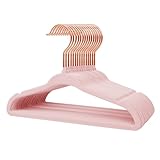 Stormix Baby Kleiderbügel 16er-Pack, 28cm rutschfeste Kleiderbügel aus Samt für Kinder, Kleiderbügel mit Schulterkerben für Kleinkinder Rosa (Rosengold-Haken)